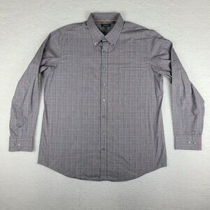 Scott Barber Shirt Mens 2XL XXL Gray Orange‎ Red Check Dress Button Down